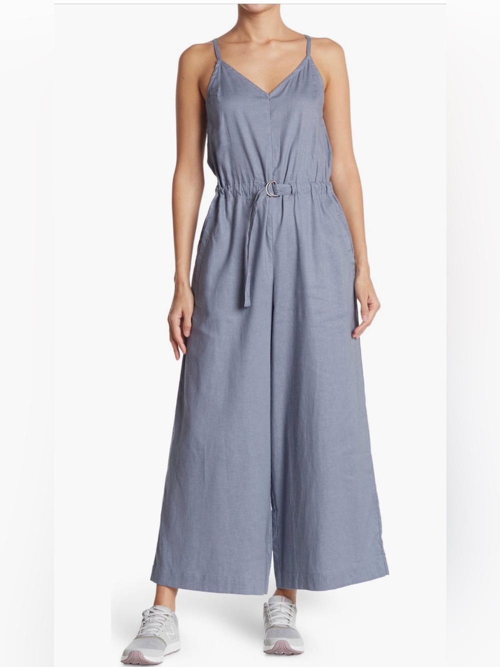 The North Face Hillrose Wide Leg Jumpsuit M Gray Hemp Lyocell Belted